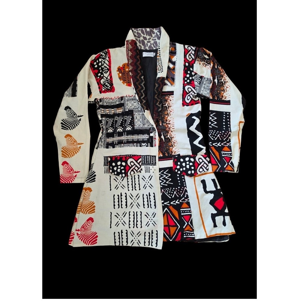 Ace Couture Tribal Ethnic African Maximalist Extra Cotton Cardigan Blazer sz‎ S